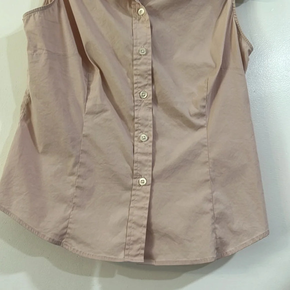 Aquascutum Button Down Sleeveless Shirt Collar Pink Nude Blush S Layering Preppy - Picture 2 of 10